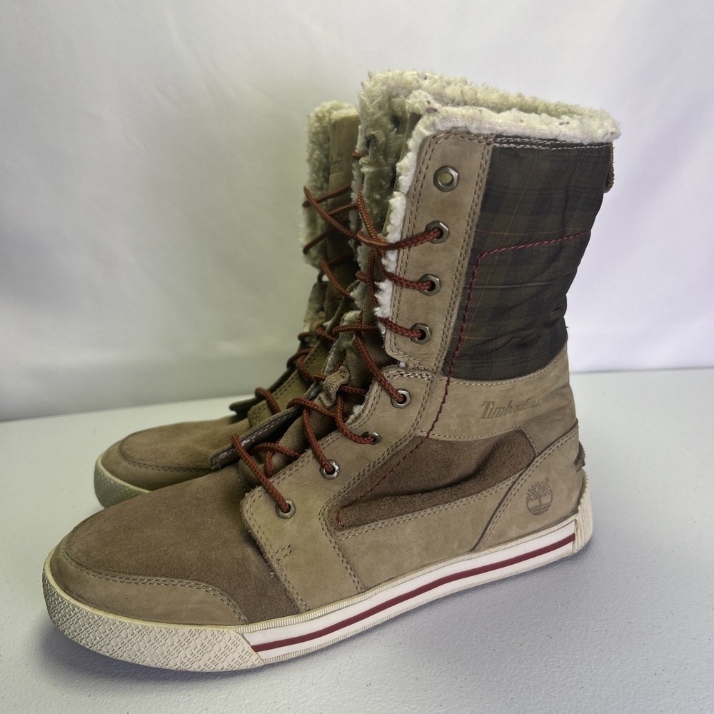 Timberland Earthkeepers Pannaway Sneaker Boots Women's Size 6.5 Plaid Shearling